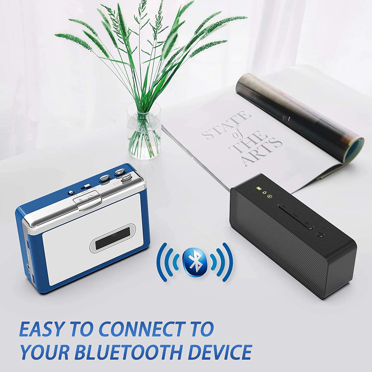cassette player, transmitir música de fita retro