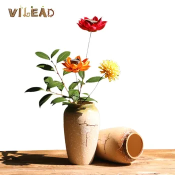 

VILEAD 2 Styles Ceramic Vases Chinese Vintage Fake Flowers Hydroponic Plants Vase Living Room Bedroom Home Decoration