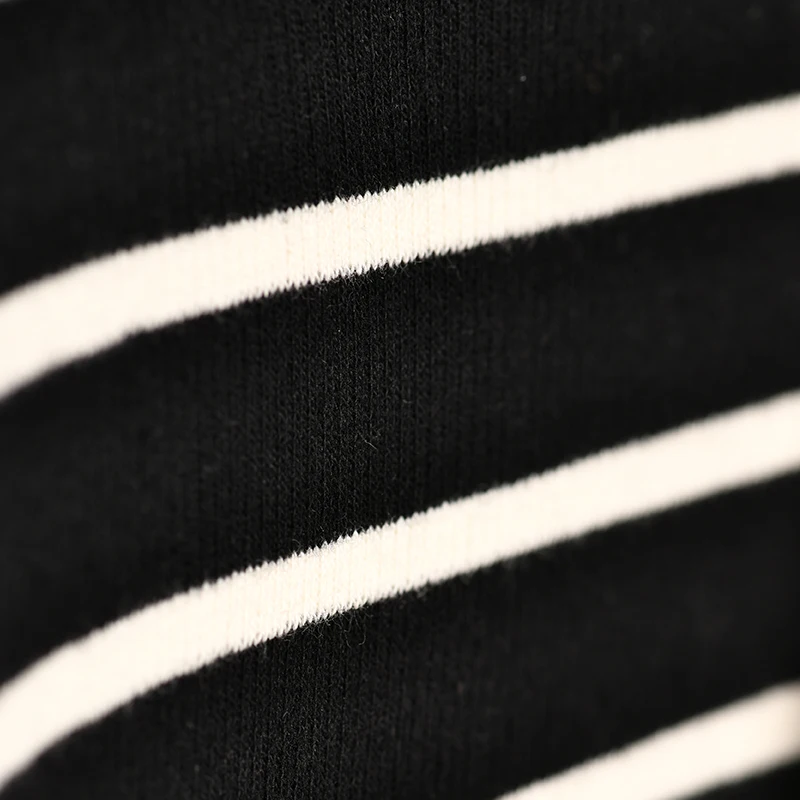 R9122 Korean version hooded loose large version off shoulder long sleeve paste diamond matching color stripe women's autumn swea