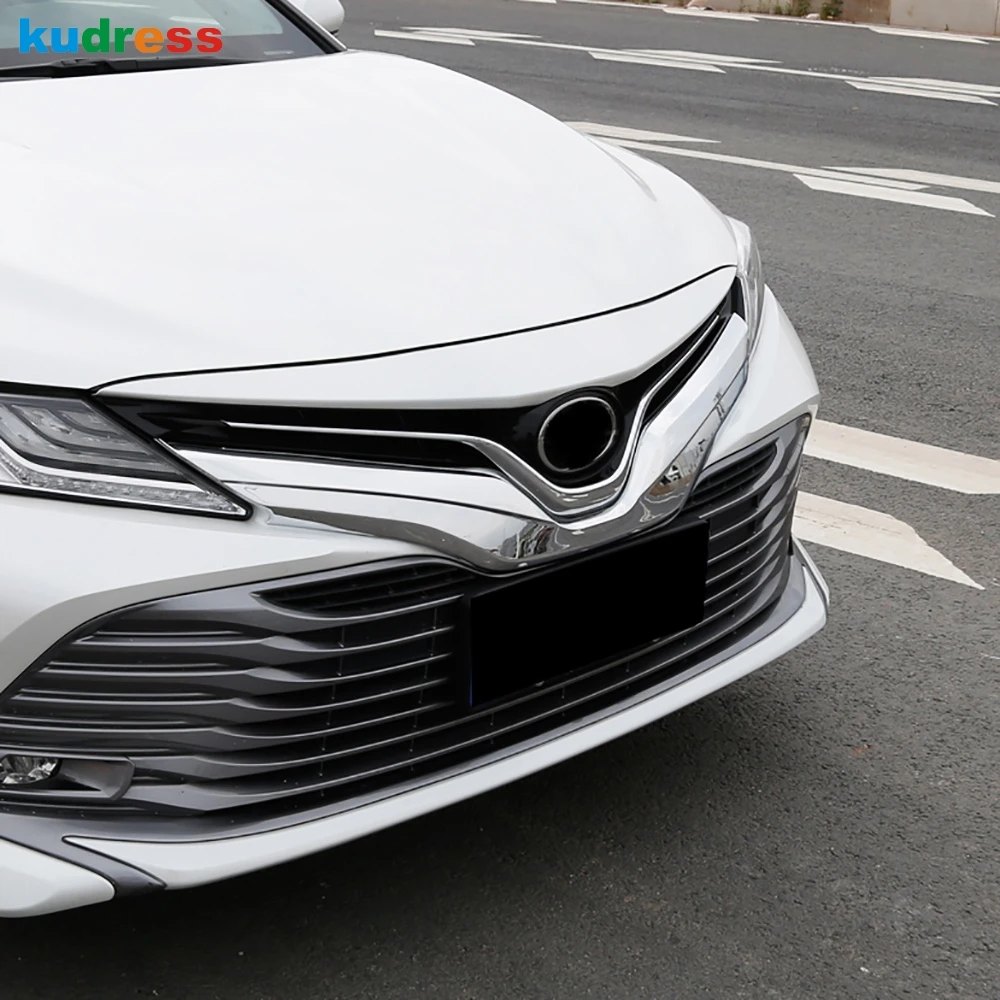 

For toyota camry 2018-2020 LE XLE ABS Chrome Red Car Strip Front Center Grille Bumper Grill Protector Accessories