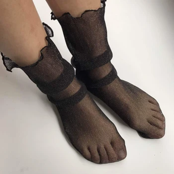 

New Spring and Summer Thin Section In The Tube Transparent Mesh Yarn Socks Wild Mesh Breathable Lace Socks Autumn Nylon Socks