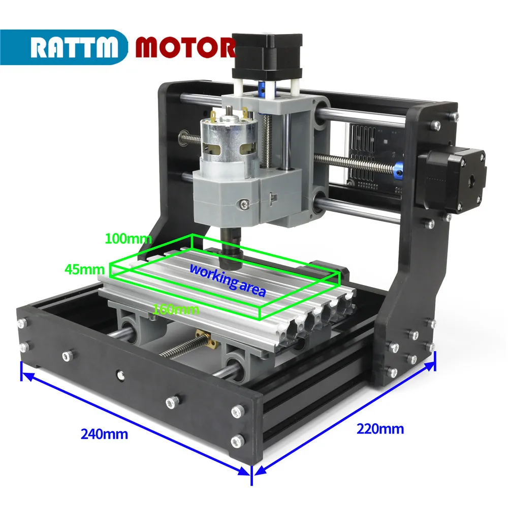 RATTM 1610Pro Mini CNC Milling Machine Upgrade GRBL  DIY 3 Axis Laser Engraving Machine CNC Router Table for PCB Wood Cutter