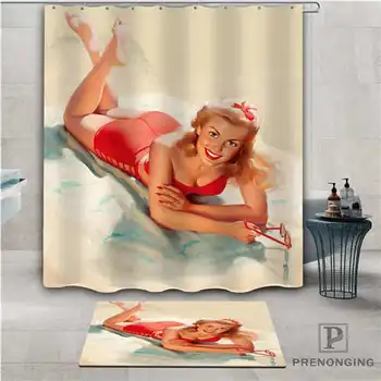 

Custom pin-up (1) Waterproof Shower Curtain Doormat Home Bath Bathroom Polyester Fabric Multi Sizes#2019-01-12-218