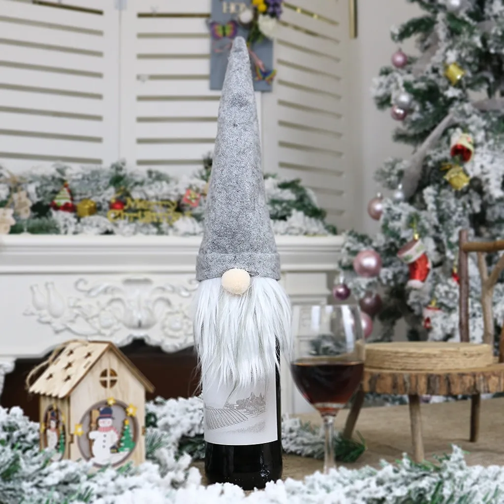 Рождество безликих Кукла Футляр для бутылки вина нордическая земля Бог Санта Клаус шампанское крышка бутылки вина Подарочная сумка Украшение 30