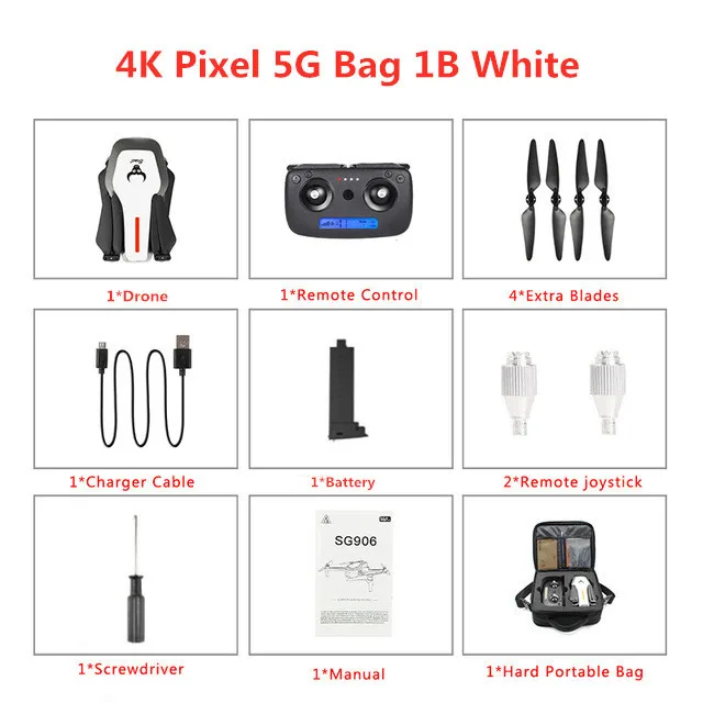 4K Pixel 5G Bag 1B W SG906 портативный Радиоуправляемый Дрон 4K gps 5G wifi FPV HD Двойная камера Дрон широкоугольный бесщеточный селфи складной Дрон 4K Квадрокоптер дроны - Цвет: 4K Pixel 5G Bag 1B W