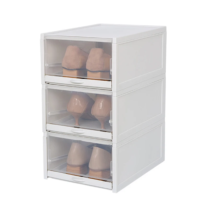 

3 Pack/Set Stackable Storage Shoe Box Clear Plastic Shoes Containers Cases PI669