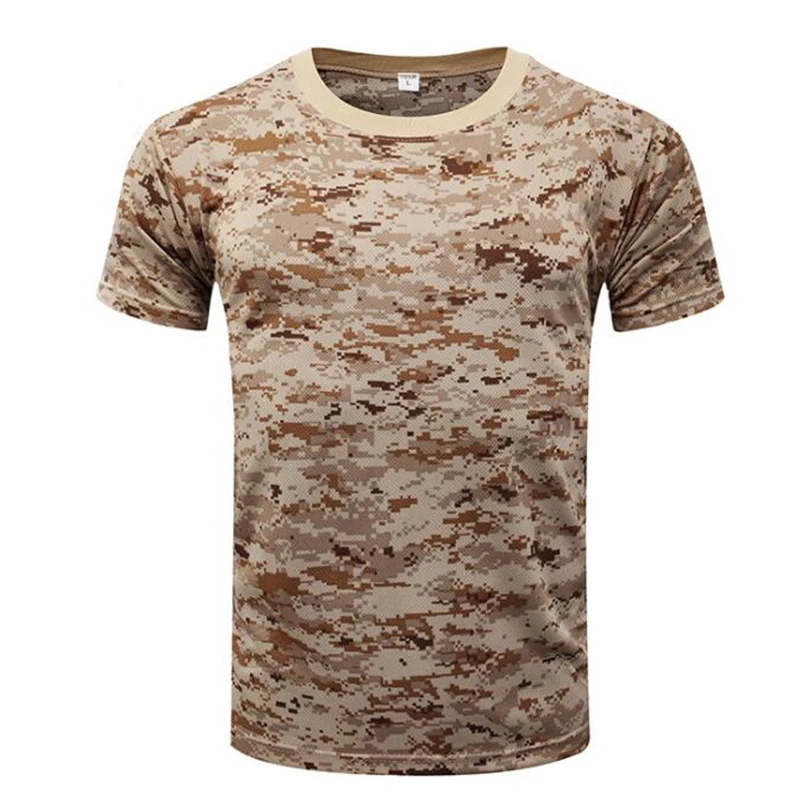 Sport T Shirt Outdoor Camouflage Shirts Camping Tactical T-shirts Men Hiking Hunting Quick Dry Short Sleeve Army Camo Military Airsoft Shirts