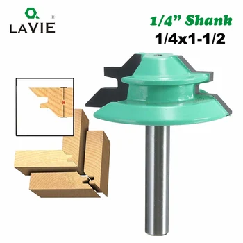 

LA VIE 1/4 Shank 1Pc 45 Degree Lock Miter Router Bit Tenon Milling Cutter Woodworking Tool For Wood Machine Tools