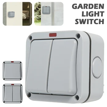 

1PCS Outdoor Light Switch Garden Rainproof Single and Double Light Switch Waterproof and Dustproof High Impact Resistance