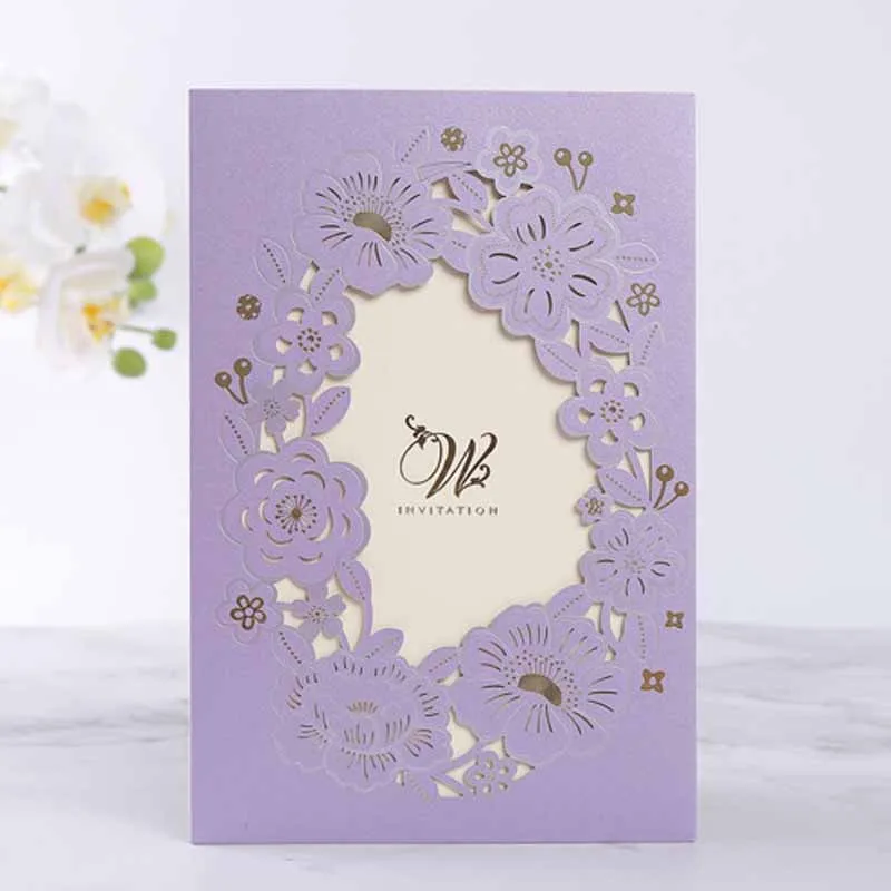  Party Accessories10 Pcs/Set Korean Style Laser Hollow Hot Stamping Invitation Wedding Invitation Wi - 4.00039E+12