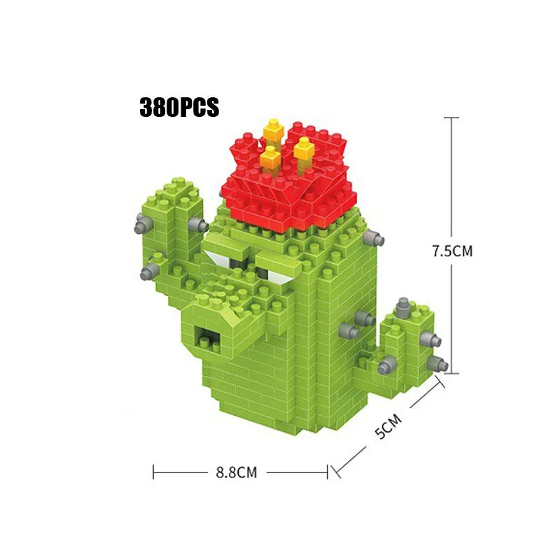Мультфильм игра растение против зомби микро алмазный блок Peashooter Chomper Jalapeno высокий орех Подсолнух вишня бомба Кукуруза нанокирпич игрушки - Цвет: Cactus