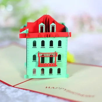 

Product's off paper-cut handmade hollow postcard Villa ornament birthday gift greetings 3D greeting card