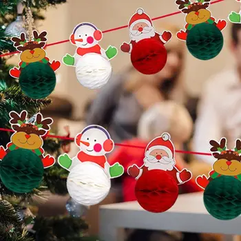

Christmas Decorations Holiday Venue Layout Paper Pull Strips Christmas Supplies Santa Claus Snowman Paper Ball Pull Flowers