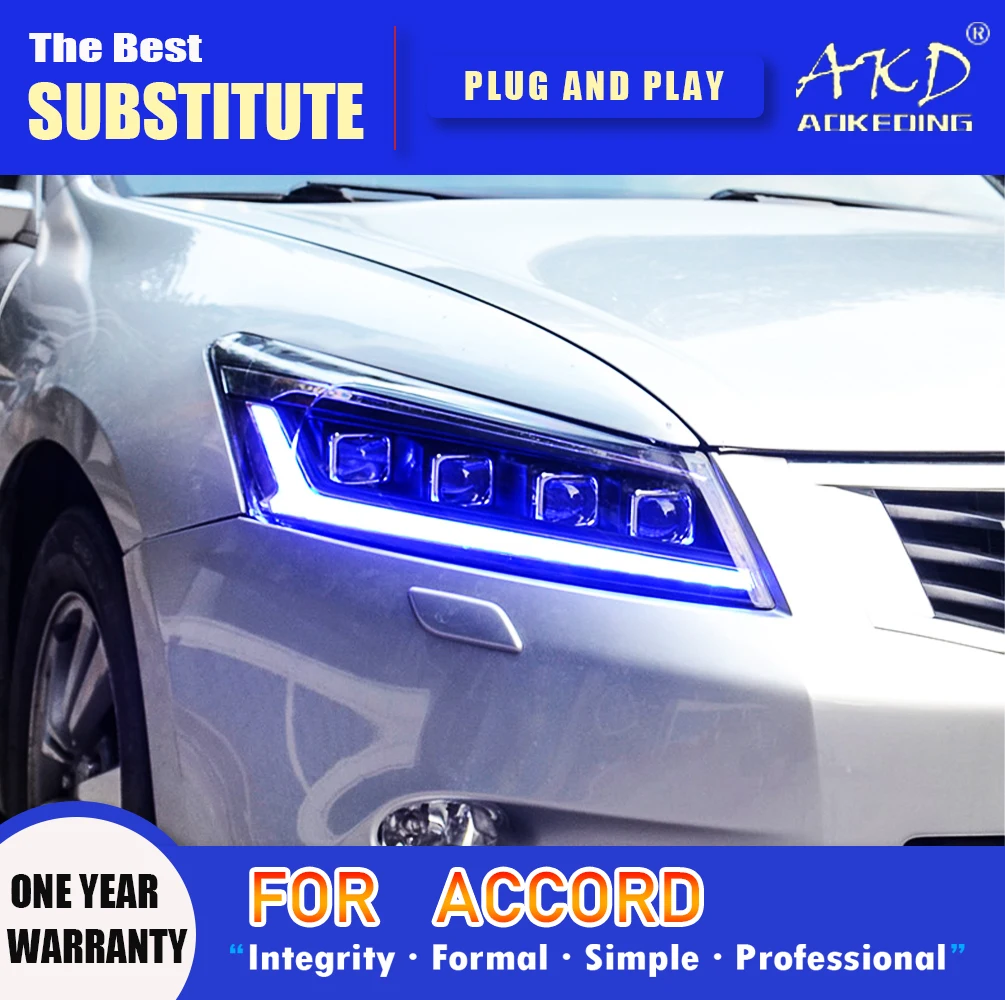 

Фара AKD для Honda Accord светодиодный, фара 2008-2013, фары Accord DRL, сигнал поворота, фара дальнего света, объектив проектора Angel Eye