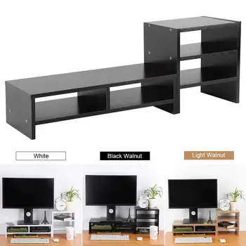 

Computer Laptop Monitor Riser Stand Desktop Wooden Storage Organizer + 3-Layer Shelf Computer Monitor Riser