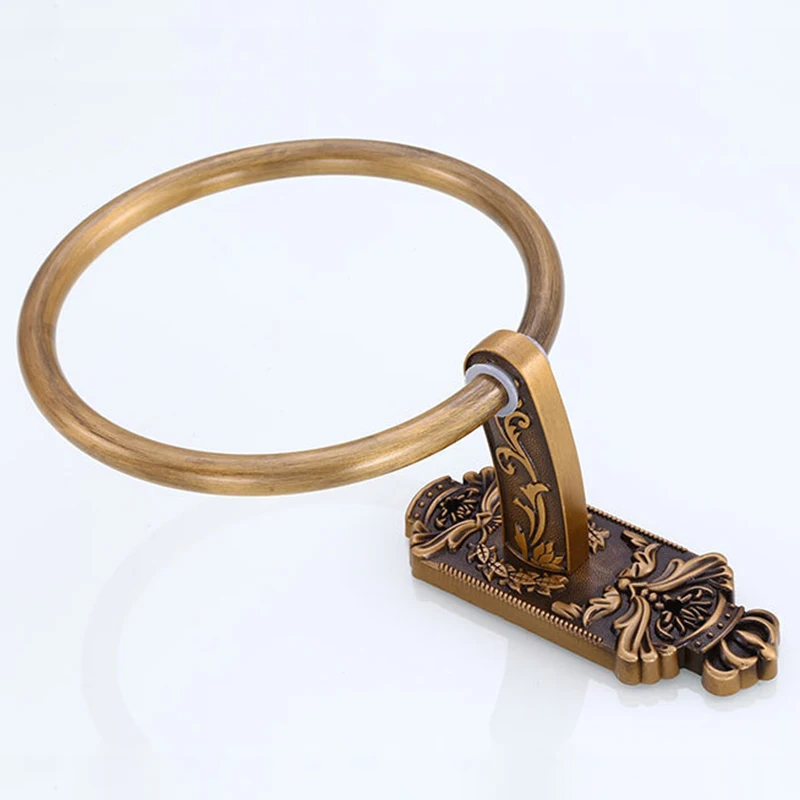 Одноцветное алюминиевое настенное круглое резное кольцо для полотенец античная