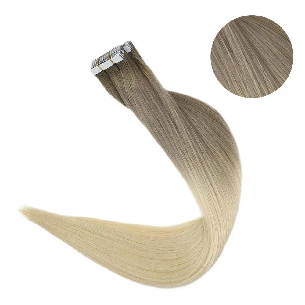 Полный блеск Balayage цвет омбер человеческие волосы на ленте для наращивания 20 шт 50 г блонд коричневый лента для наращивания машина сделано remy - Цвет: 8T18T60