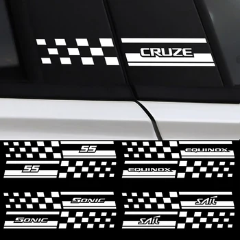 

Car styling 2PCS Car Window B Pillar Sticker For Chevrolet Cruze Spark Captiva Malibu Trax Aveo Car decoration accessories