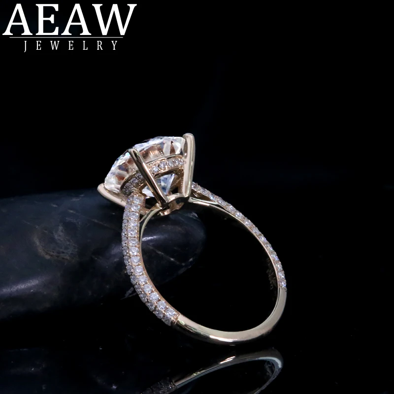 AEAW 1.0ct 2.0ct 3.0ct 4.0ct круглая огранка 14 к Белое золото Желтое золото Муассанит кольцо оригинальные ослепительные ювелирные изделия для девушек для женщин