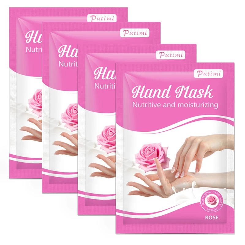 

PUTIMI 2Pair Rose Moisturizing Hand Mask Gloves Soften Nourish Smooth Dry&Dead Skin Whitening Anti-Aging Rejuvenating Hand Mask