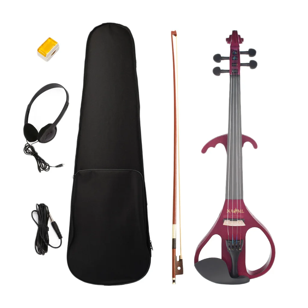 

4/4 Antique Electric Violin Fiddle Solid Wood For Beginners Set: Case + Bow + Rosin + Headphones + Audio Cable