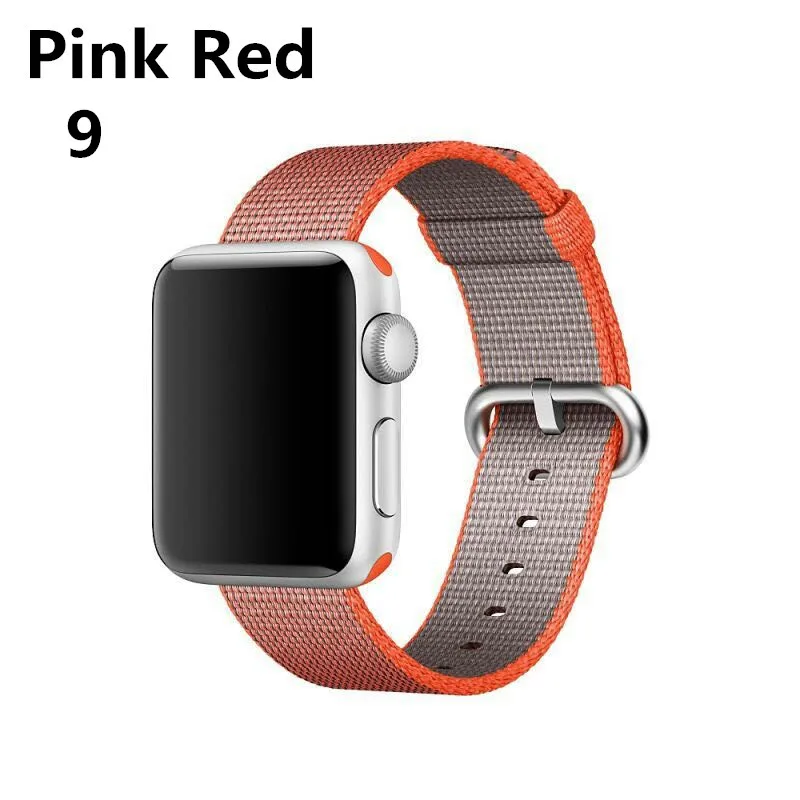 Pink Red 9 Старый клиент nato ремешок для Apple Watch band 5 4 44 мм/40 мм 3 iwatch band 42 мм 38 мм correa тканый нейлоновый ремешок - Цвет ремешка: Pink Red 9