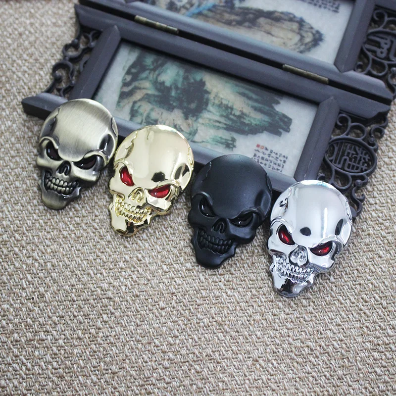 Car Sticker Car Stickers Car Body Stickers Car Badge Grille Emblem 1Pcs Fashion 3D Skull Zinc Alloy Metal Car Sticker for Car Motorcycle Skull Emblem Badge Styling Stickers