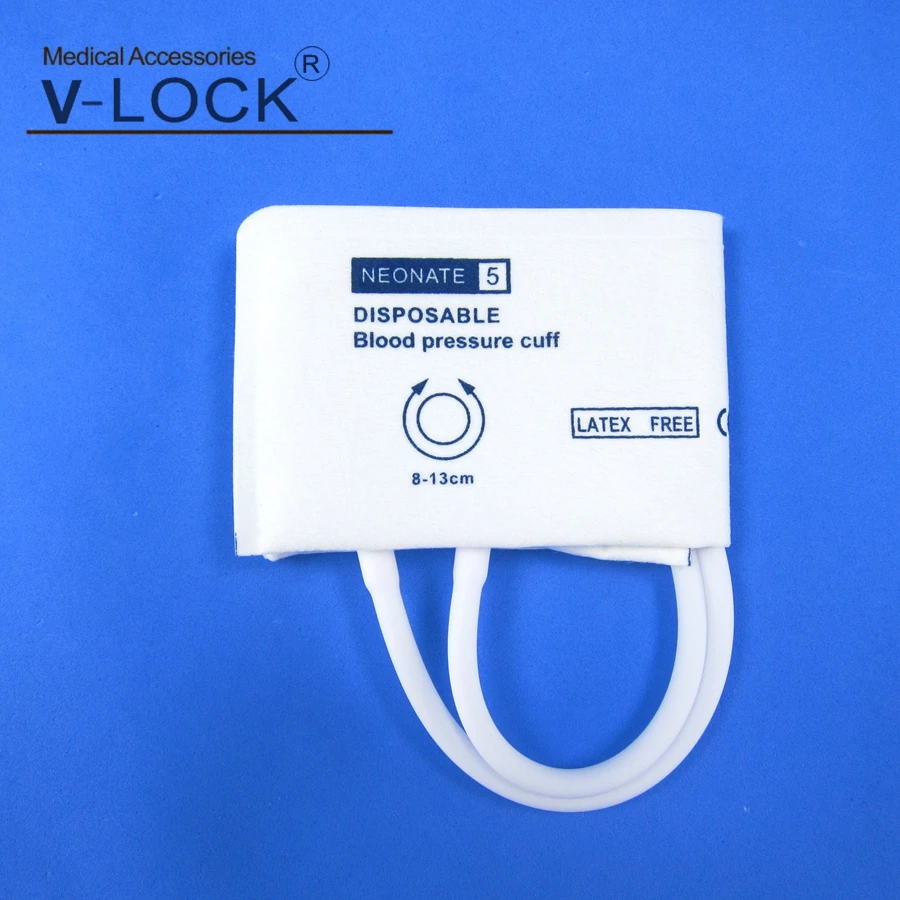 Disposable neonate arm blood pressure cuff without bladder Double tube Non woven fabric compsited PVC appearance coat |