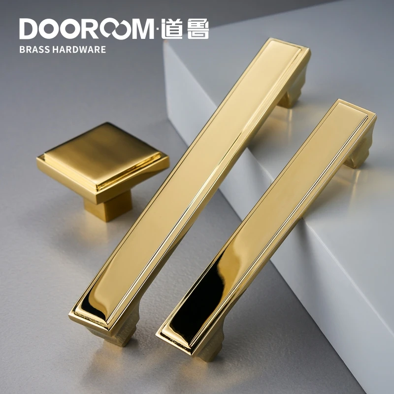 Латунные мебельные ручки Dooroom современные американские блестящие золотые PVD для