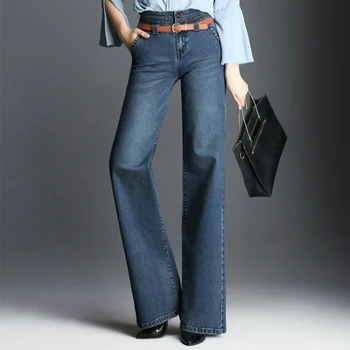 

2020 new autumn and winter cotton stretch plus size thick brand female women girls wide leg pants jeans clothing