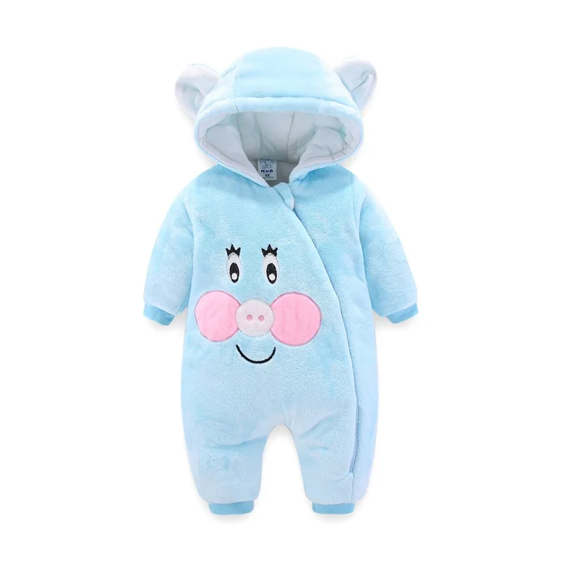 Зимние детские комбинезоны с милым рисунком; флисовые толстовки с капюшоном для новорожденных; комбинезон для маленьких девочек и мальчиков; одежда для малышей - Цвет: 4