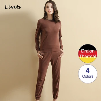 

Women's Thermal Underwear Set Female Warm Winter Round Neck Long Sleeve T-Shirts Tshirts Long Pants Trousers Elasticity SA0323