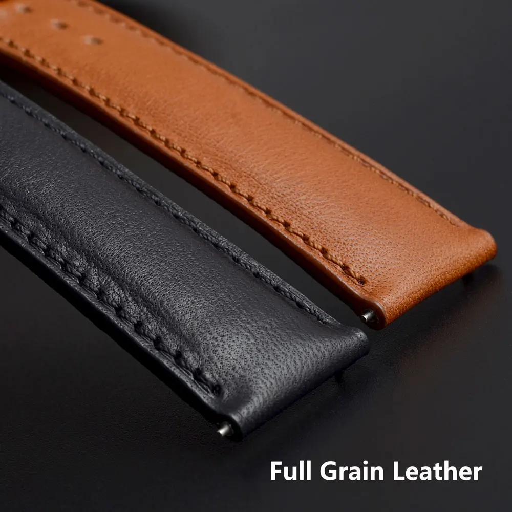 Cena WOCCI Top skóra licowa Watchband na zegarki damskie męskie 18mm 20mm 22mm Quick Release zegarki pasek zamienny świąteczny prezent