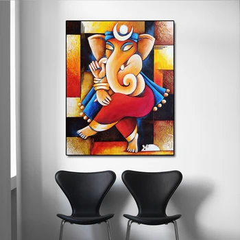 Tableau Ganesh abstrait coloré