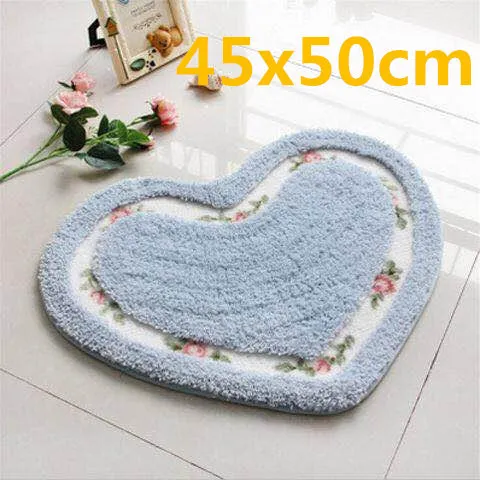 Heart Blue 45x50cm Кухонный коврик в форме сердца, напольный ковер для гостиной, полукруг, дверь для ванной комнаты, влагопоглащающая поверхность, коврик для ванной, нескользящий домашний коврик - Цвет: Heart Blue 45x50cm