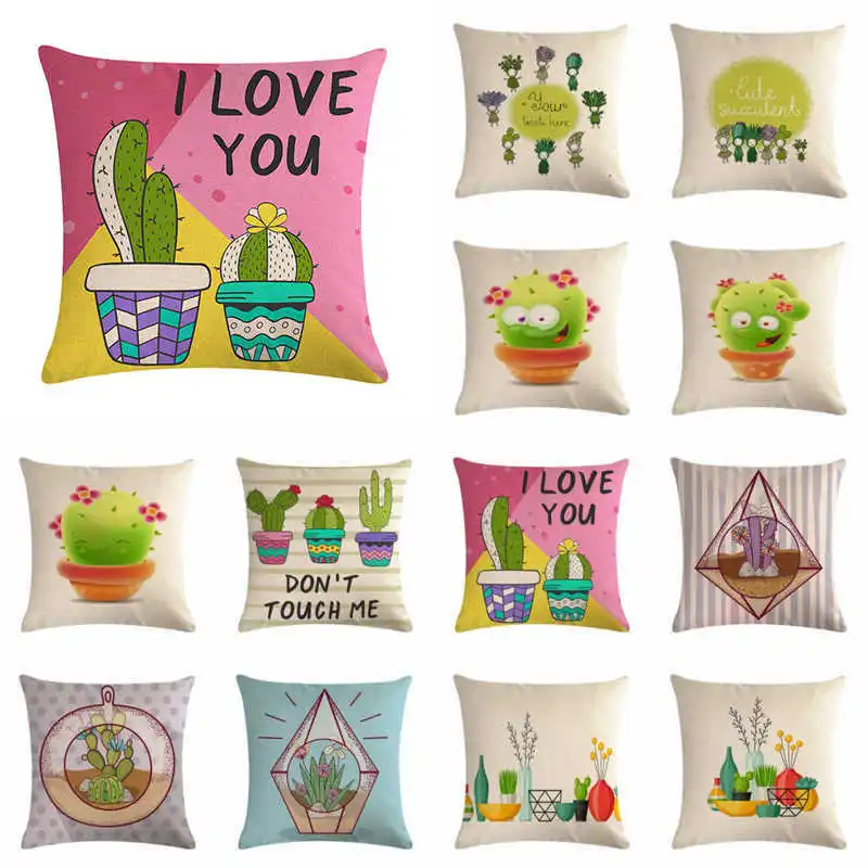

Cactus Elf Pillow Cover Throw Pillow Case Sofa Cushion Cover Home Decor 18''