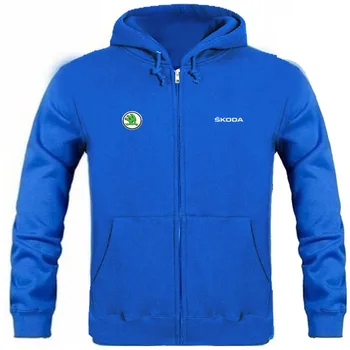 

Autumn Skoda logo brand male long sleeve solid hoodie zipper sweatshirts hoodie