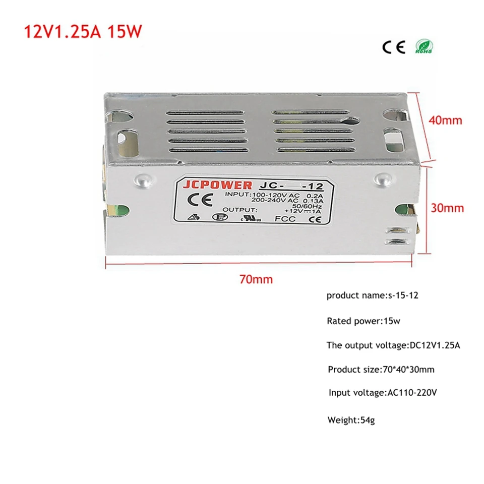 Питание DC 12V 1A 2A 3A 5A 10A 12A 15A 20A 30A 40A светильник ing трансформатор для Светодиодные ленты светильник переключения драйвер адаптера питания