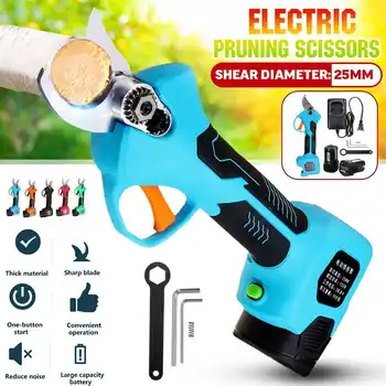 

500W 16.8V Rechargeable Electric Pruning Scissors Pruning Shears Garden Pruner Secateur Branch Cutter Cutting Tool w/ 2x Battery