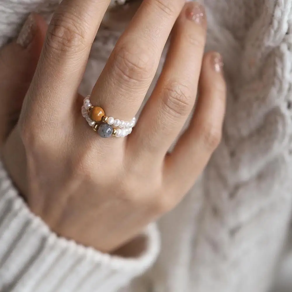Кольцо женское из натурального жемчуга регулируемое ручной работы | Украшения и
