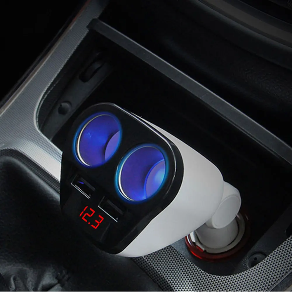 5 в 1A/2.4A 120 Вт Автомобильный USB штекер конвертер двойной USB автомобильная Зажигалка сплиттер розетка адаптер СВЕТОДИОДНЫЙ монитор напряжения Авто