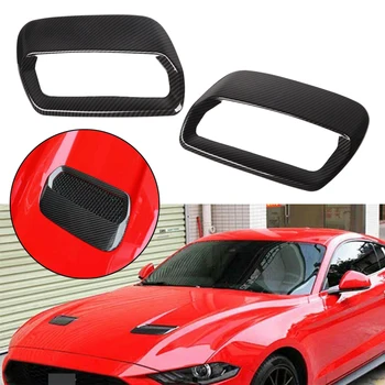 

CITALL 2PCS ABS Carbon Fiber Texture Hood Engine Air Vent Outlet Cover Trim Fit for Ford Mustang 2018 2019 Car-Accessories