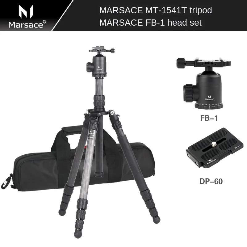 US $365.52 MARSACE MT1541TFB1DP60 Carbon Fiber 4 Section SLR Camera Photography Reflex Travel Tripod Head Set