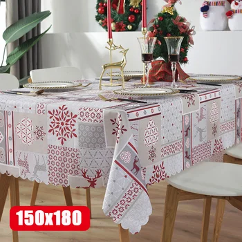 

Newl Christmas Rectangle Waterproof Washable Spillproof Tablecloth Stain Resistant DecorativeTable Cloth for Dining Room