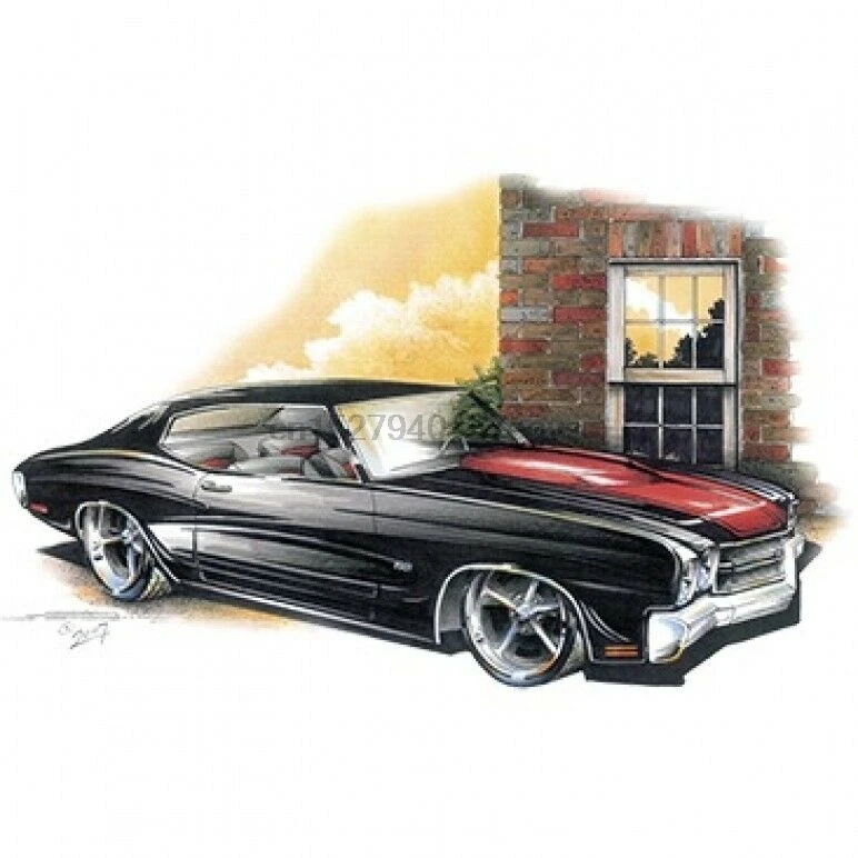 Chevelle Black Chevy SS Chevrolet Muscle Car от BRENT GILL футболка с логотипом на груди | Мужская одежда