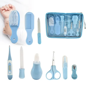 

9pcs/Set Newborn Baby Healthcare Tools Portable Newborn Infant Grooming Kit Nail Clipper Scissors Hair Brush Tools