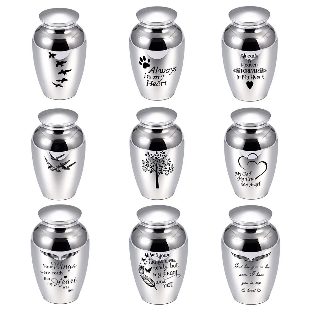 9 Styles Human Ashes For Pets Keepsake High-quality Alloy Cremation Urns Jar Screw Cover Funeral Casket Memorial Decorations
