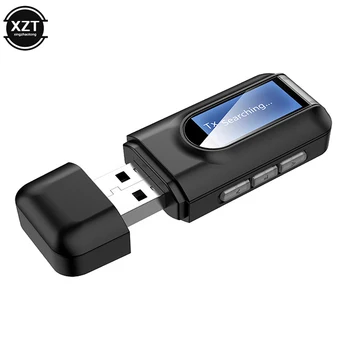 

USB Bluetooth Dongle Adapter 5.0 Receiver Transmitter LCD Display Audio 3.5mm AUX Jack Stereo Adapter for Car PC TV Headphones