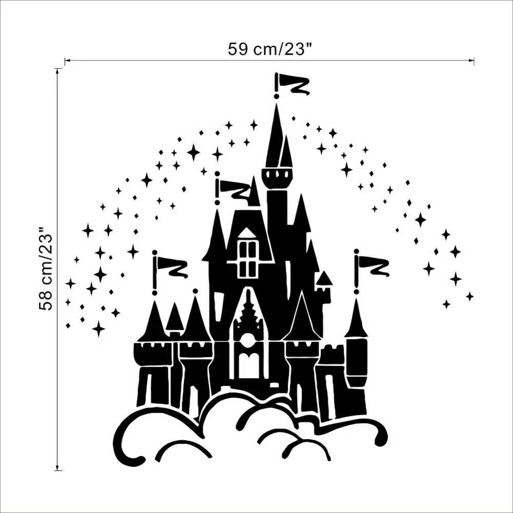 Дисней мультфильм замок под звездами Наклейка на стену для девочек спальня детская комната украшения аксессуары наклейки на стены наклейка s Фреска