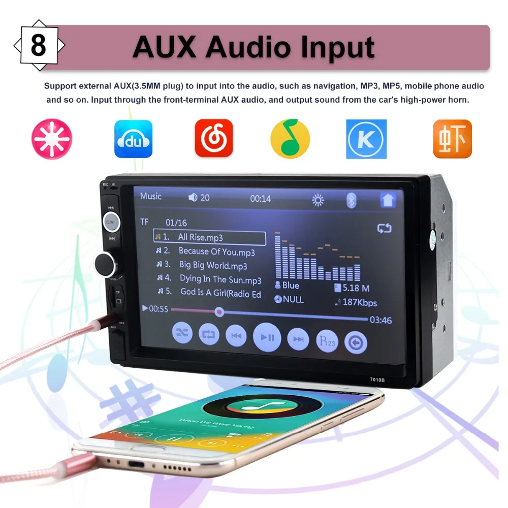 Автомагнитола автомобильный стерео тюнер Bluetooth 2 din 7 сенсорный экран 12 В Авто Аудио авторадио FM/MP5/USB/AUX автомобильный резервный монитор Зеркало Ссылка